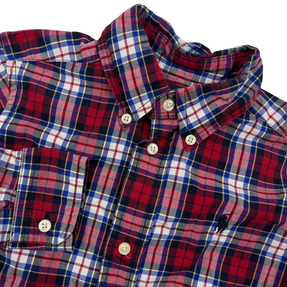 Ralph Lauren Kids Red Blue Plaid Button Down Shirt Size 2 2T Toddler Preppy